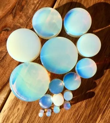 PAIR Opalite Opalescent Stone Moonstone Plugs Gauges - Up To 38mm Available!  • $29.95