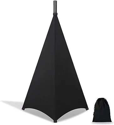 £12.99 • Buy 1x Black Double Sided Spandex Stretch Speaker Stands Scrims, Lycra Tripod Cover