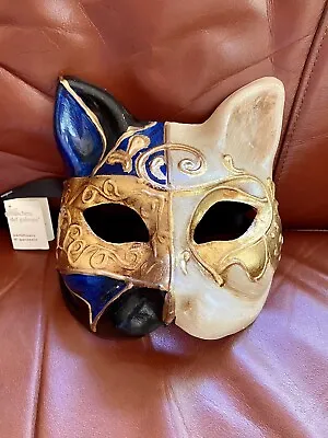 NWT La Maschera Del Galeone Hand Painted Masquerade Cat Mask Mardi Gras Italy • $32.99