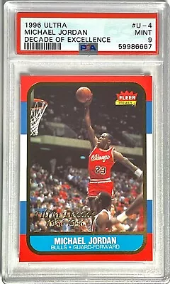 1996 96/97 Fleer Ultra Decade Of Excellence Michael Jordan Card Psa 9 Mint #u-4 • $79.99