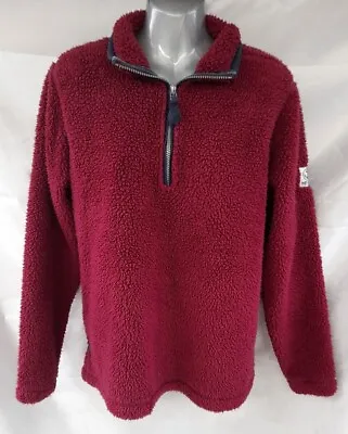 Lazy Jacks Quarter Zip Teddy Bear Fleece UK Sz 10 Burgundy Anchor Graphic • £24.99