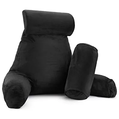 Clara Clark Plush Reading Pillow - Large With Pockets And Extra Pillow - Black • $31.99