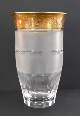 Moser Cut Crystal Splendid Pattern Vase With 24K Gold Rim 9 1/4  Tall • $99.99