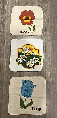 Vintage Hand Towels Wash Clothes Pansy Tulip Daisy • $15