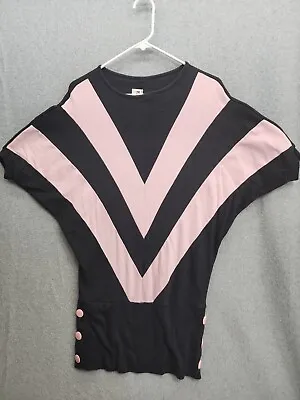 Vintage 80's Black Pink Mini Dress Fame Clothing California Size Medium  • $29.87