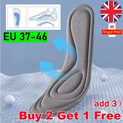 Pair 5D Orthopaedic Insoles Memory Foam Massage Shoes Women Men Sport Breathable • £2.87