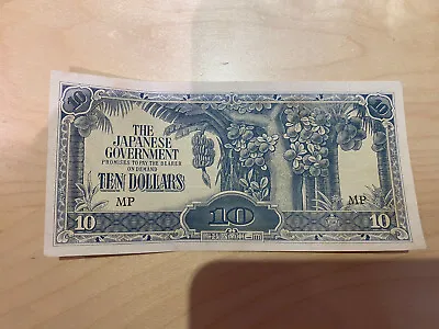 £1.50 • Buy JAPANESE GOVERNMENT 10 Dollar Occupied Malaysian Bank Note - 1945 WW2 World War