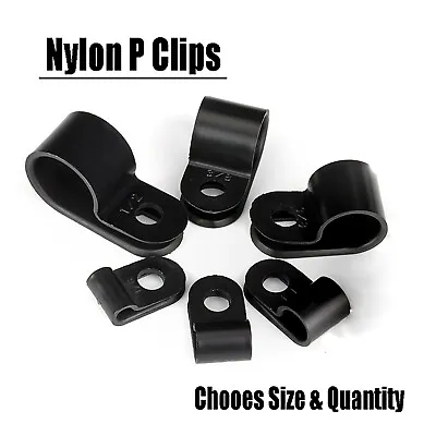 £1.43 • Buy Black Nylon Plastic P Clips Tubing Sleeving Brake Pipe Fasteners For Conduit