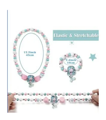 $5.99 • Buy Adorable Mermaid Necklace Bracelet Set Chunky Jewelry For Girls Little Kids Gift