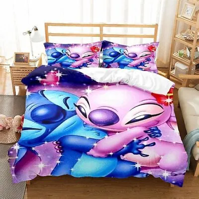 $25.65 • Buy Lilo Stitch Duvet Cover Set With Pillowcase 3D Character Bedding Quilt Cover Set