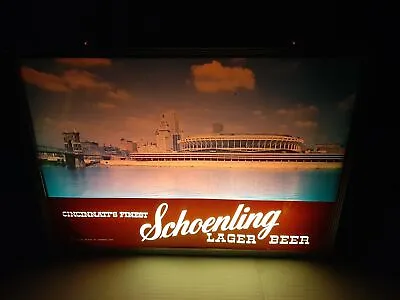 Vintage Schoenling Lager Beer Glass Faced Lighted Motion Sign Dusk To Dawn • $549.88