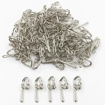 SILVER CURTAIN HOOKS X 50 NEW SOLID METAL STEEL HEADER TAPE PENCIL PLEAT RAILS • £3.45