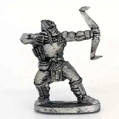 Half Orc With Bow Drawn Wearing Helmet 28mm Unpainted Metal Wargames • £2.42