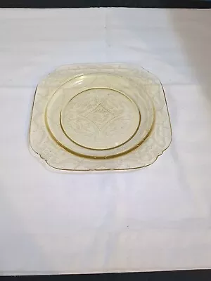 Amber Glass Depression Glass Saucer Plate 7.5  Wide Federal Madrid Vintage 113 • $5.50