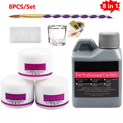 Acrylic Monomer Liquid Powder Acrylic Nails Set Manicure Brush Starter Extension • £6.99