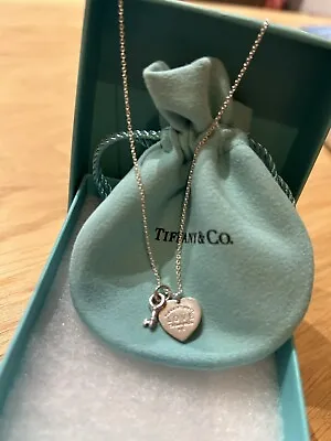 £255 • Buy Tiffany & Co Return To Love, Silver Heart, Key And Padlock Necklace 