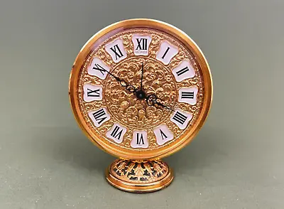 VTG Jaeger LeCoultre #78 Gold Gilt Filigree Pedestal Table Alarm Clock 8 Days • $485