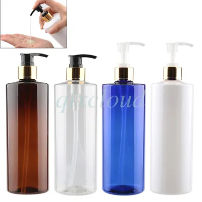 Bulk 500ml 16 Oz Empty Plastic Lotion Gold Pump Bottles For Cosmetic Gel Shampoo • $10.38