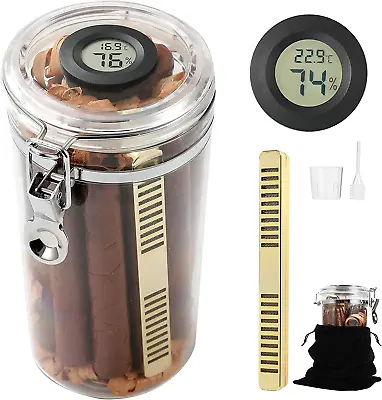 $23.45 • Buy PLAYWITH Acrylic Travel Cigar Humidor Jar/Case/Box With Handmade And Hygrometer