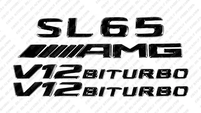 Set Gloss Black Emblem Badge Sticker For Mercedes-Benz SL65 V12 Biturbo AMG R231 • $52.99