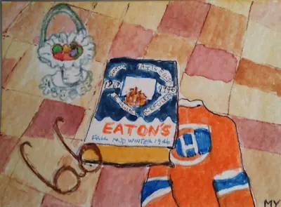 ACEO Original -Montreal New Jersey Eaton Magazine-  Watercolor 2.5 X 3.5 Signed • $9.90