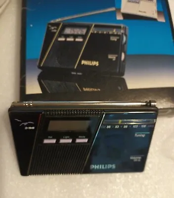 Vintage Philips Micro Radio Clock D1848 FM  Pouch  And Instructions Included • $17.68