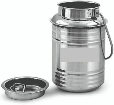 Stainless Steel Beautifully Design Milk Can Storage Container With Lid 5 Ltr • $58.29