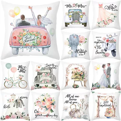 £3.19 • Buy Love Wedding Polyester Cushion Cover Pillow Case Waist Throw Home Sofa Decor