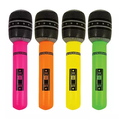 Inflatable Microphone Pack Of 4 Fancy Dress Props Blow Up Party Festival Gig Mic • £4.95