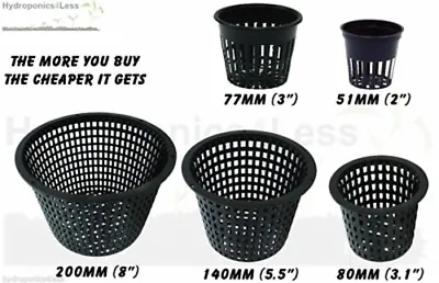 Mesh Pot Hydroponics & Aeroponics Aquarium Heavy Duty Net Pot 51 77 80 140 200mm • £7.99