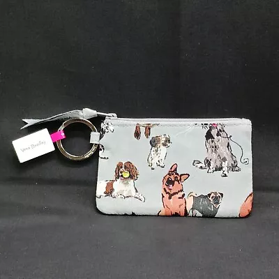 Vera Bradley Medium Dog Show Gray Zip Id Coin Purse With Pug & German Shephard • $19.79