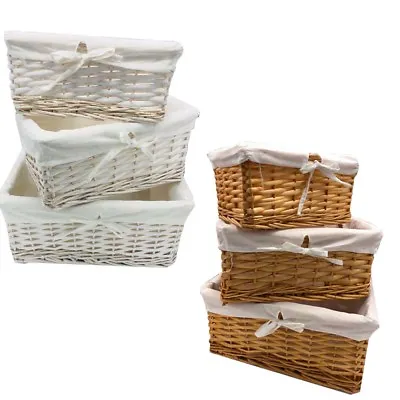 £7.85 • Buy Wicker Basket Toy Cloth Storage Hamper Bin In Different Size And Set