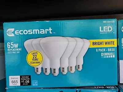 Ecosmart 65 Watt Bright White LED Flood Light Bulbs 6 Pack • $18.99