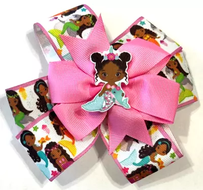 Beautiful Mermaid With Her Dolphin Inspired Hairbow For Girls. • $11.25