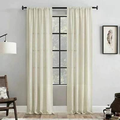 £37.84 • Buy Clean Window Basketweave Light Filtering Window Curtain Panel Beige 50 X 95