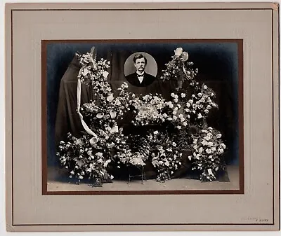 1920s Original Memorial Funeral Parlor Death Cabinet Photo Man 10x12 • $22.95