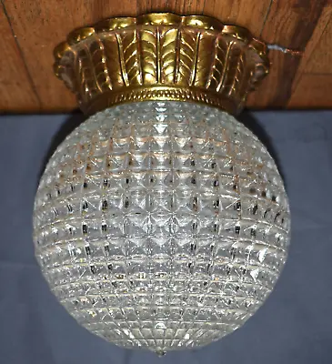 Antique Vintage Fancy Vintage Ceiling Light  Flush  Mount With Glass Globe • $99.95