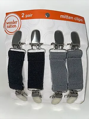 2 Pairs Winter Mitten Clips Elastic Stainless/S Gloves Clips For Toddler Blk&gry • $11.25