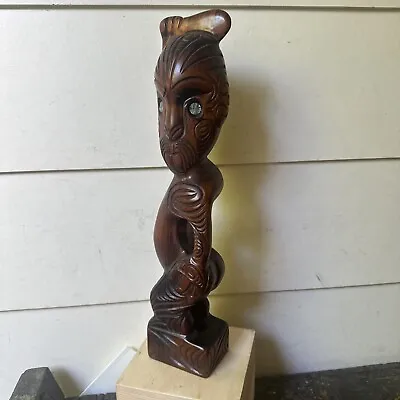 Vintage Whakairo Hand Carved Figure Maori Tiki - Oceanic Tribal Art Carving NZ • $55.08