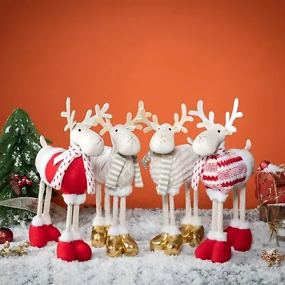 £13.49 • Buy Standing Christmas Reindeer Ornament Standing Home Decoration Gold/Red 18  46cm
