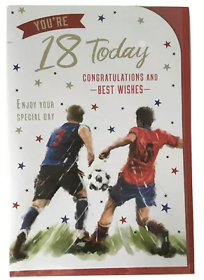 18th Birthday Card For A Man 10x6” Card Football Design Paper Verse Insert • £2.99