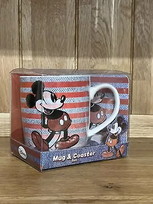 Disney Mickey Mouse Mug And Coaster Set Denim • £11.95