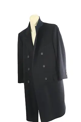 Mens Burberry Navy Blue Wool Cashmere Double Breasted Pea Coat Size 40 • $399.99