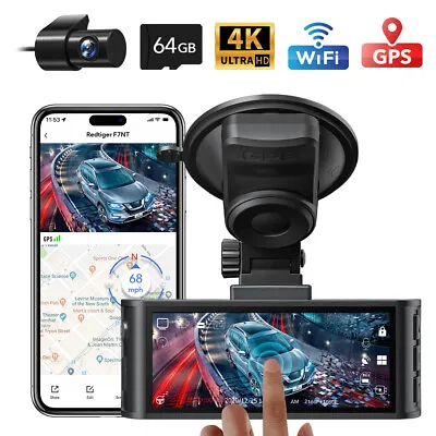 REDTIGER F7NT Dash Camera 4K Front And Rear Touch Screen Inch Free 64GB Card • $199.99