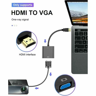 £3.29 • Buy HDMI Male To VGA Female Converter Adapter Cable Audio For 1080P Monitor Output