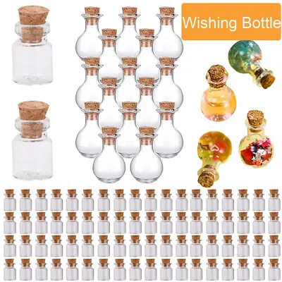20-400x Small Mini Glass Bottles With Wooden Cork Tiny Wishing Vials Wholesale • $8.97