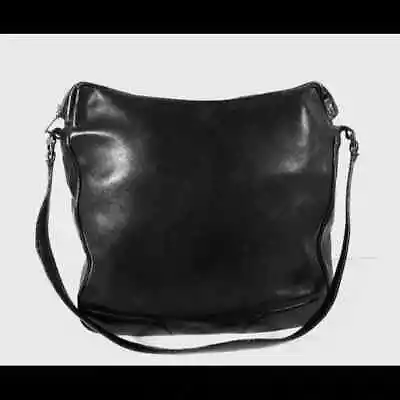 Francesco Biasia Classic Black Leather Handbag Shoulderbag Purse Med 11  X 11  • $28