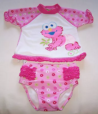 Sesame Street Elmo Girls White Pink Rash Vest & Brief Set Size 2 New • $9.79