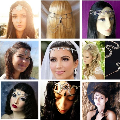 £4.79 • Buy Womens Fashion Metal Rhinestone Head Chain Jewelry Headband Head Piece Hair Band