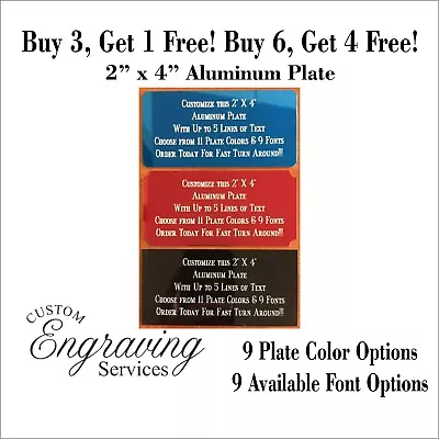 Custom Engraved Plate ALUMINUM 2 X4  Name Plate Plaque Art Label Tag Gift Trophy • $4.97